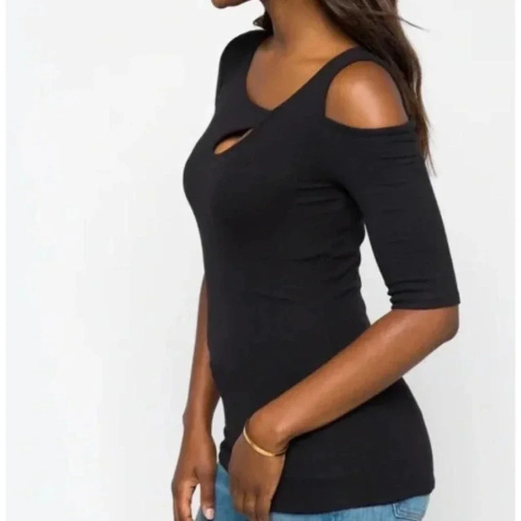 Goldray Modal blend Super Soft Stretchy Comfortable Cold Shoulder Top Women SZ L - Picture 2 of 8